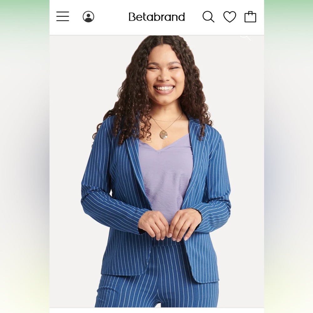 Aegean Pinstripe Betabrand Transcendent Blazer, size XL